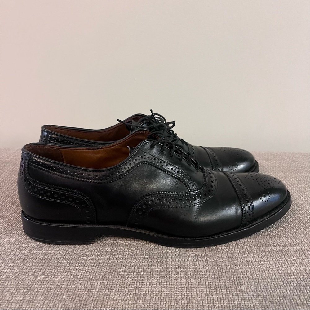 BROOKS BROTHERS MEN'S Oxford BLACK LEATHER CAPTOE WINGTIP BROGUES Shoes 10